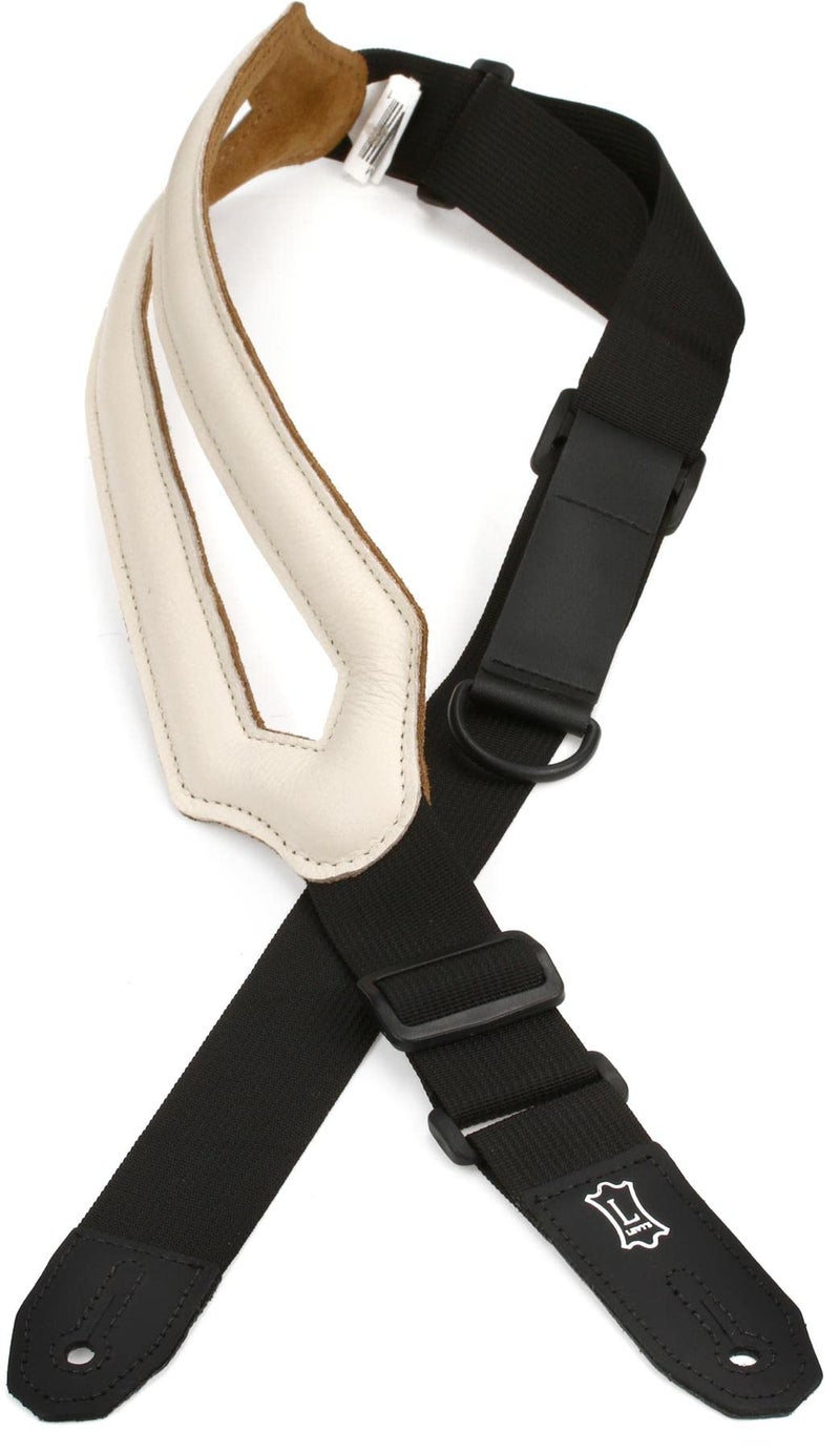 Levy's Leathers Right Height Guitar Strap with RipChord Quick Adjustment Technology; 3" Wide Ergonomic Padded Leather - Cream (MRHSS-CRM) - Image 1